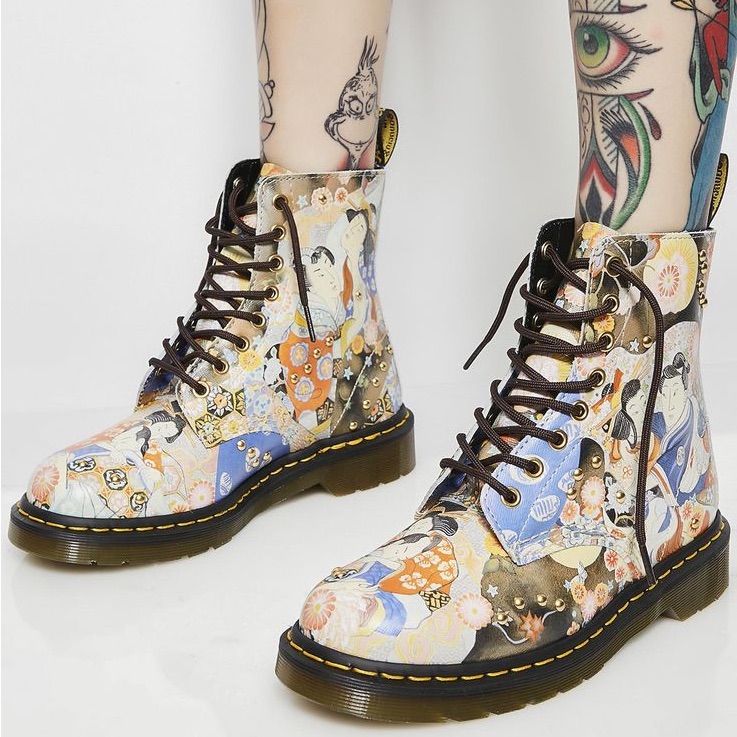 Dr. Martens 1460 Pascal Eastern Art Japanese Asian Combat Boots